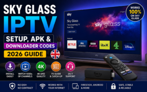 Sky Glass IPTV UK 2026 setup guide with Firestick, APK and Downloader codes