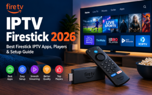 IPTV Firestick 2026 setup guide showing the best IPTV apps and players for UK viewers